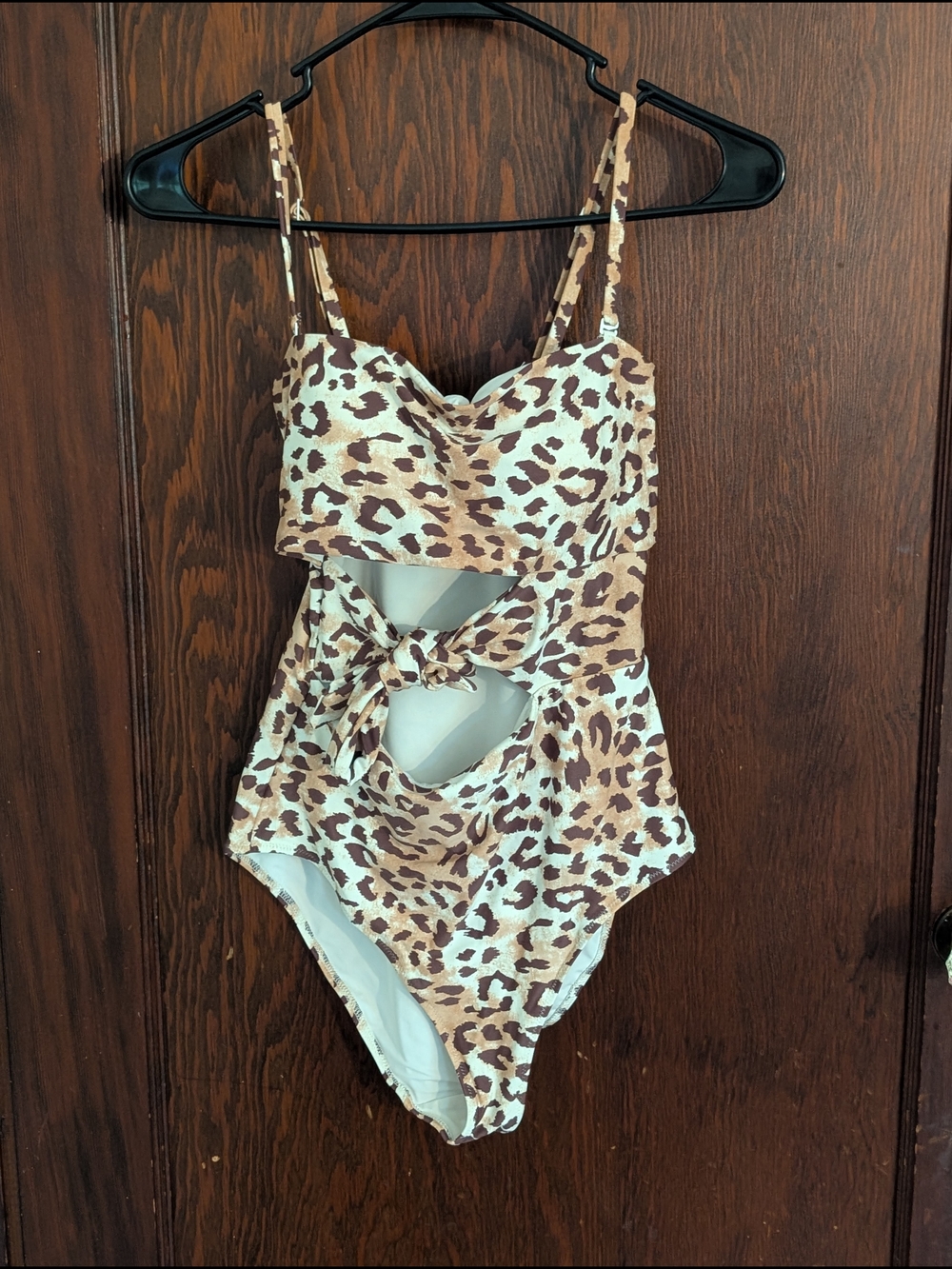 aerie Brown Leopard Print Cutout One-Piece Swimsuit